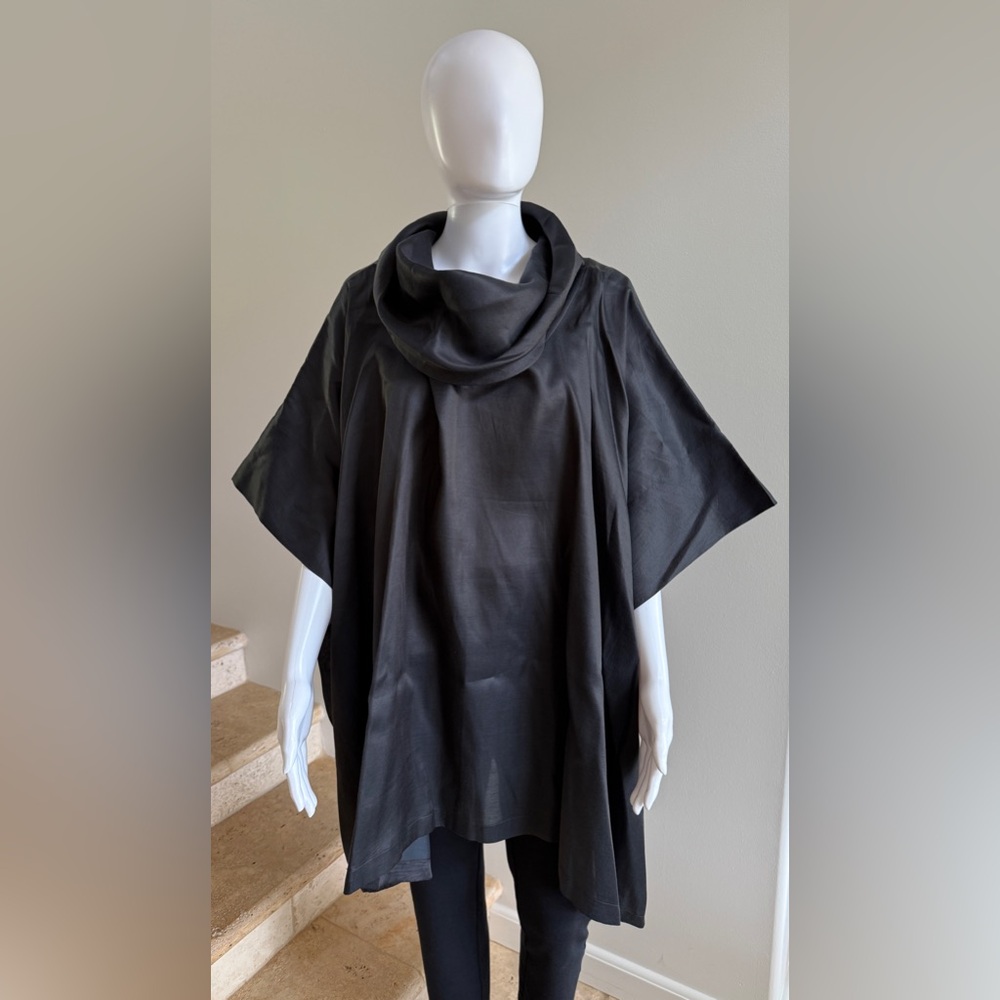 ALISTAIR TRUNG Women's Cowl Neck 100% Silk Blouse Top Tunic, Black